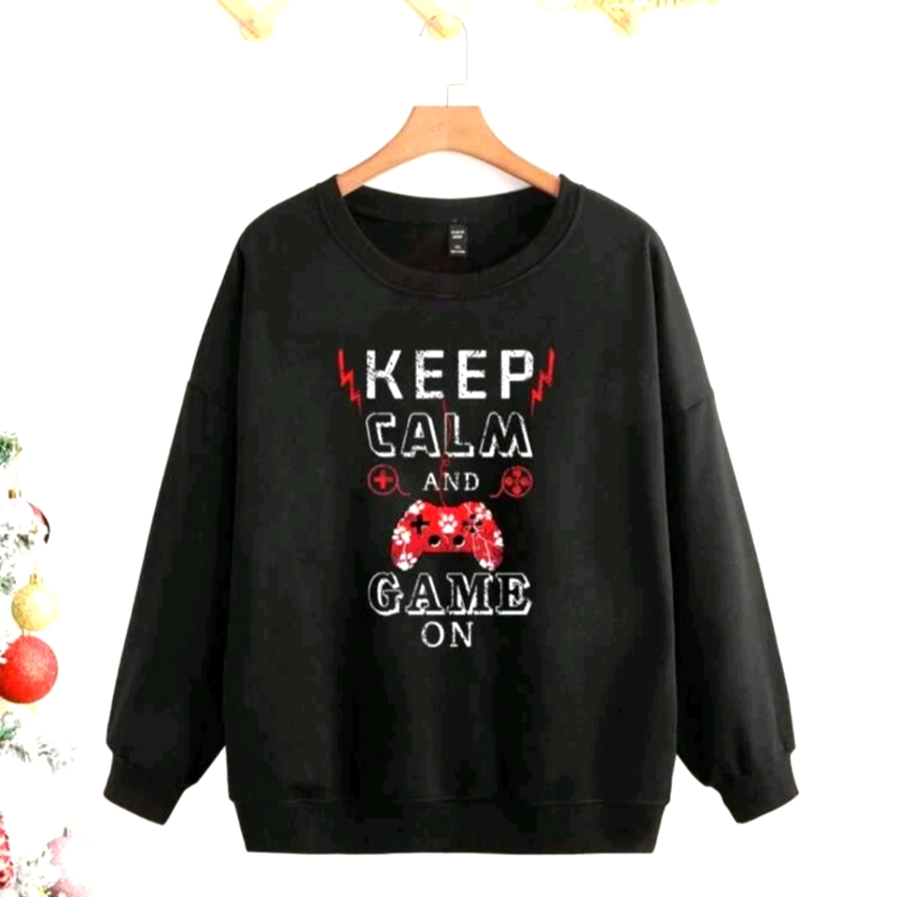 Womens'  PLUS Keep Calm and Game On Sweatshirt Size 3X